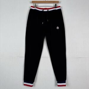 Moncler Logo Jogger Pants Black Tricolor Stripes  XS/S - 26” Inseam/32” Waist*